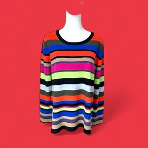 ￼Pure Amici‎ NWT  size medium mult color striped crewneck sweater